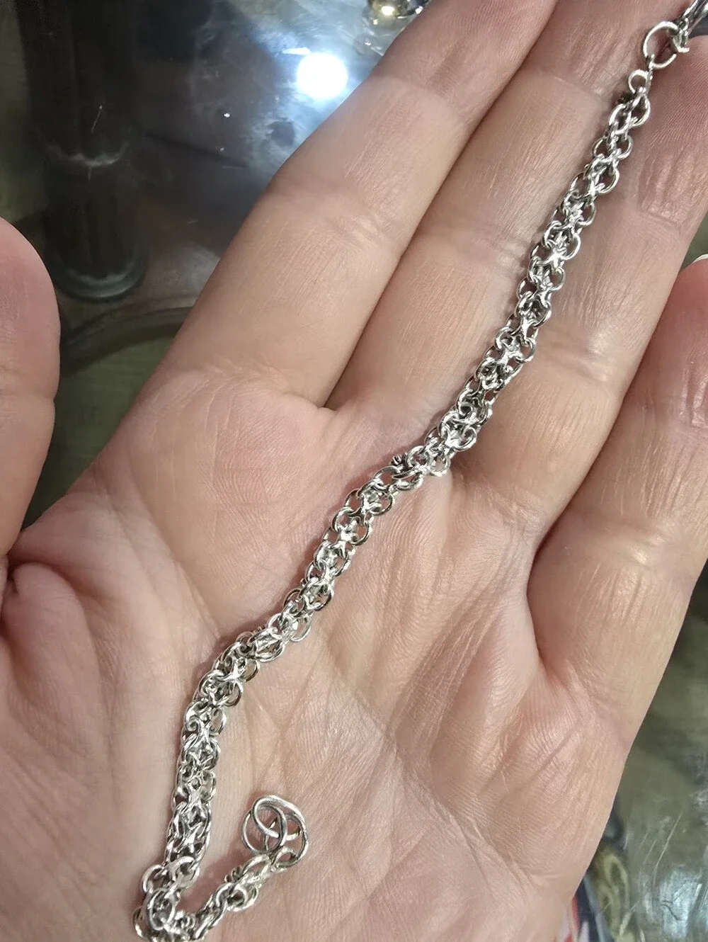 Vintage Sterling Silver Hearts/Cannetile Filigree Bracelet